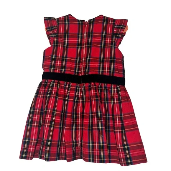 Crewcuts Outlet Red Tartan Holiday Christmas Plaid Dress Sz 3 - Picture 2 of 3